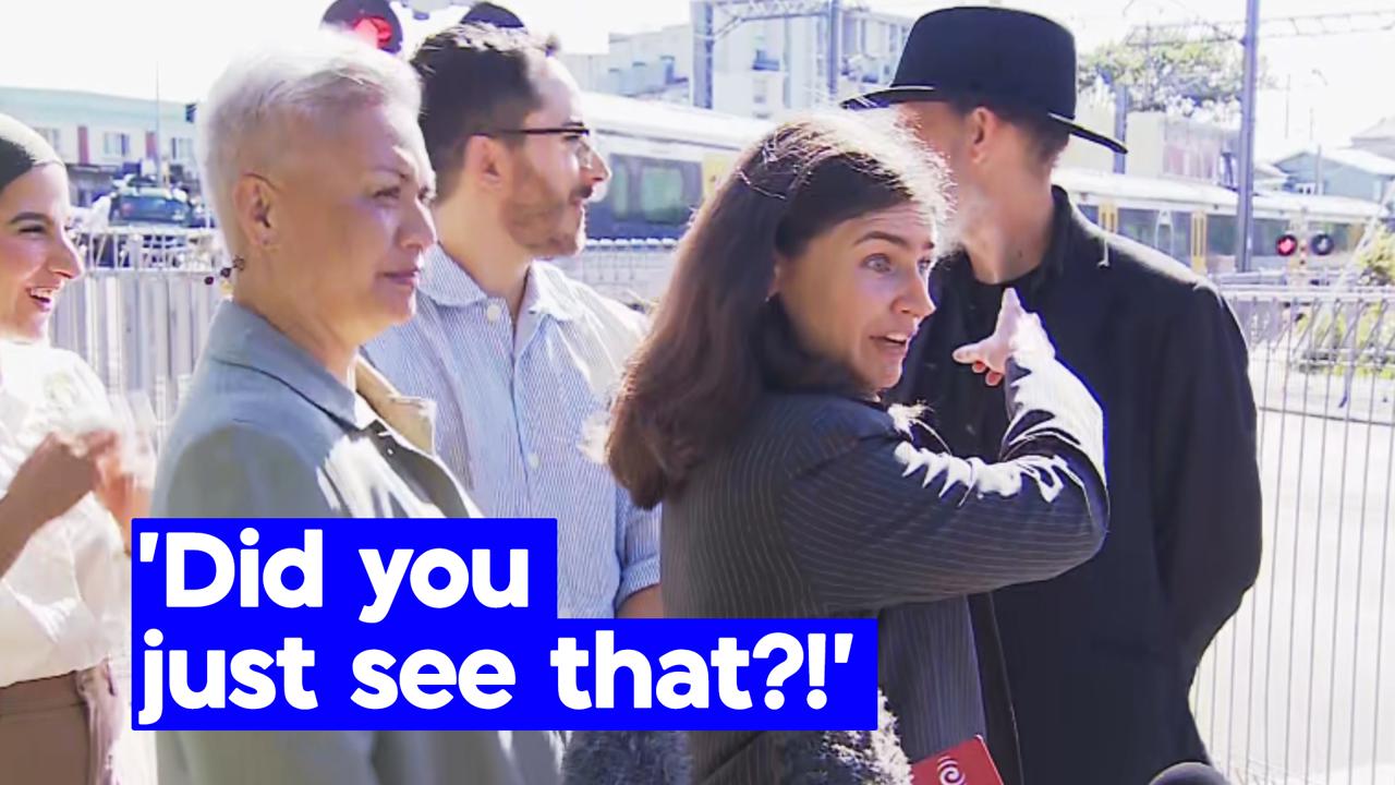 Watch: Car nearly hit by train during Green Party announcement