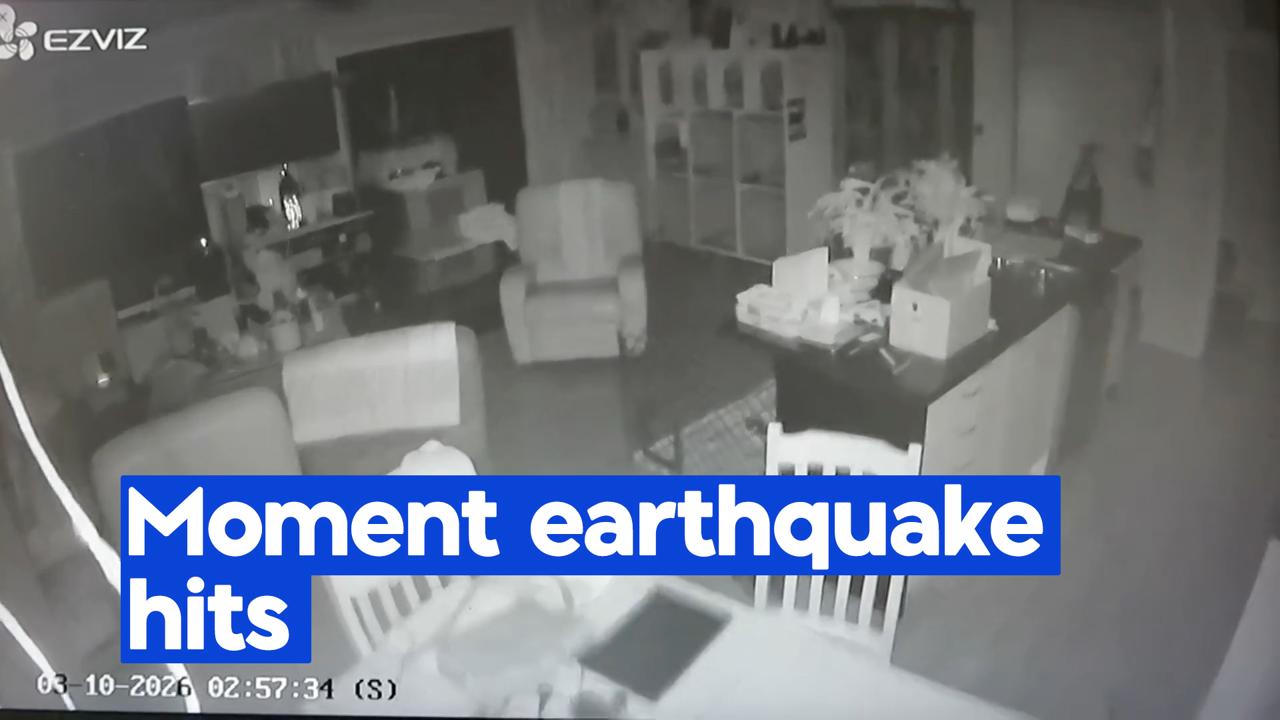 Watch: CCTV captures moment strong quake rattles Taranaki