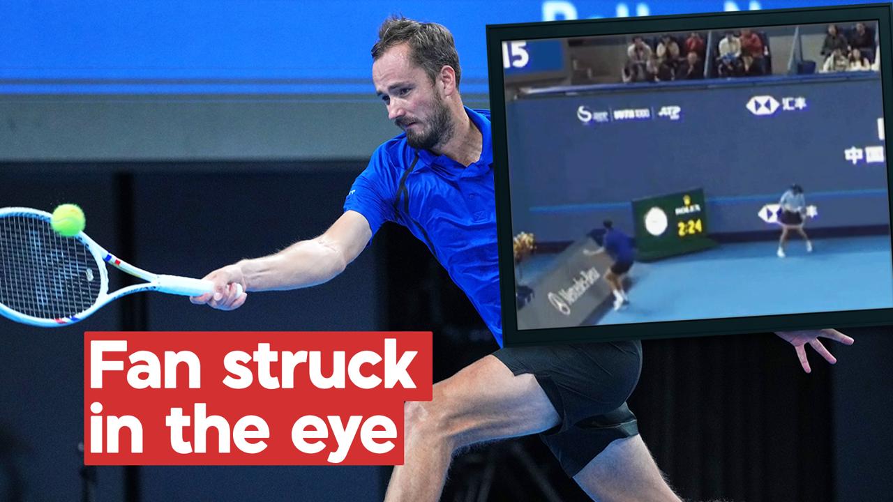 Watch: Moment tennis star strikes spectator with ball