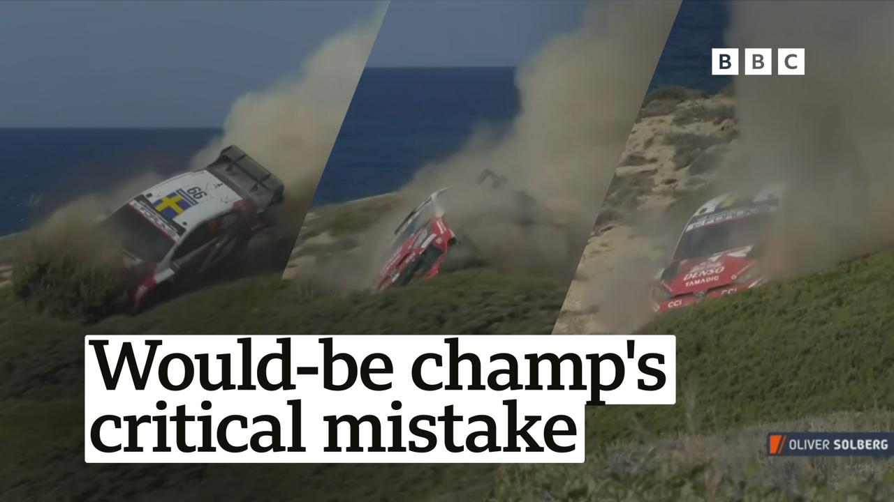 'He's off!': Moment rally leader crashes two corners before sealing world title