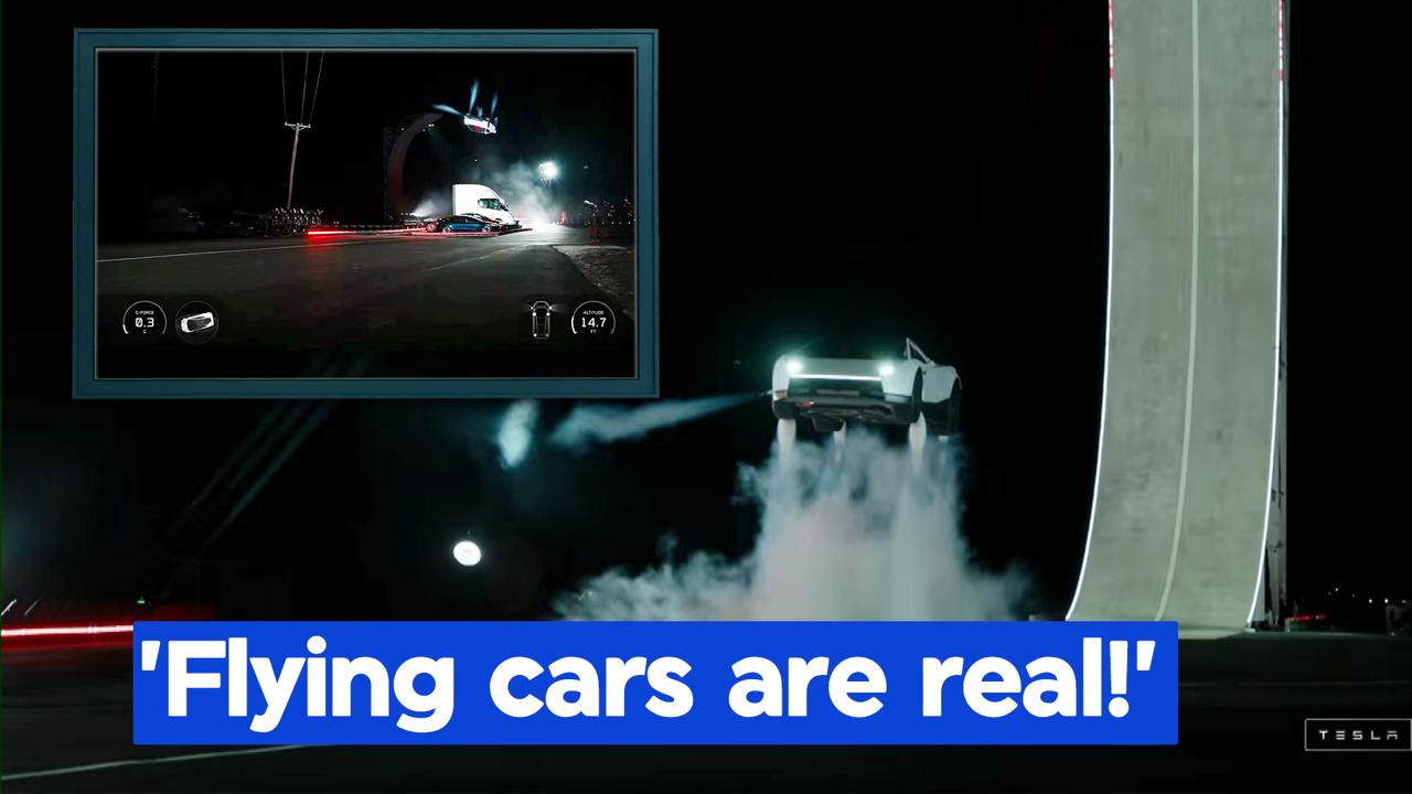 Watch: Elon Musk shows off 'flying' Tesla Roadster in wild display